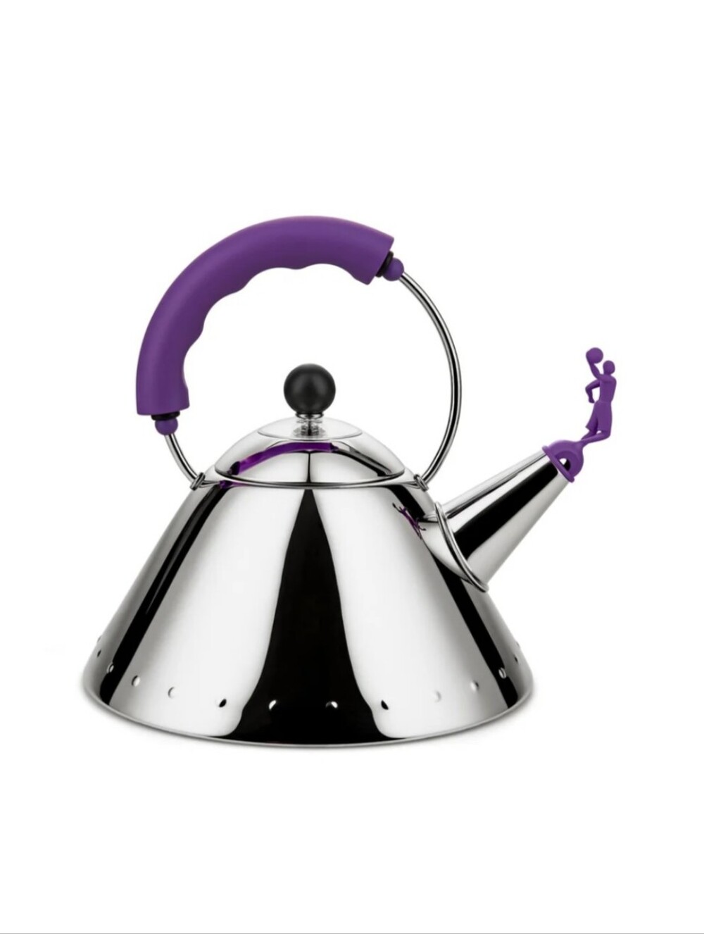 Alessi 3909 Stainless Steel Baskeball Whistle Stove Top Kettle Michael Graves